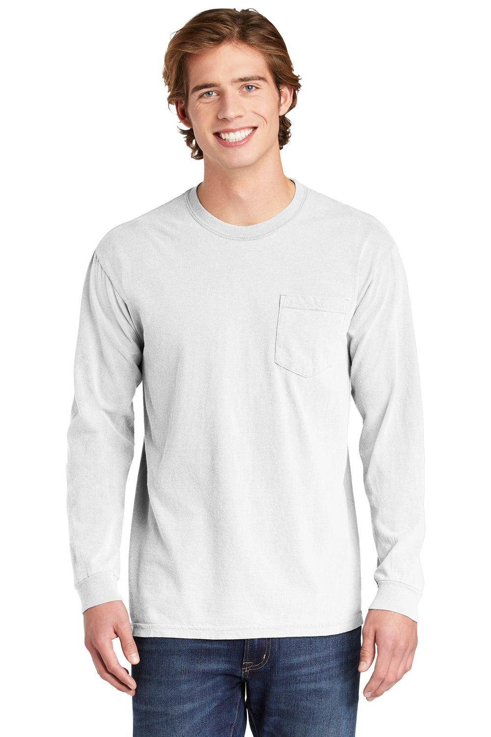 Comfort Colors® Heavyweight Ring Spun Long Sleeve Pocket Tee - White - S