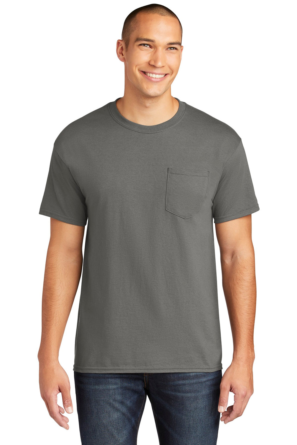 Gildan® Heavy Cotton™ 100% Cotton Pocket T-Shirt - Charcoal - S