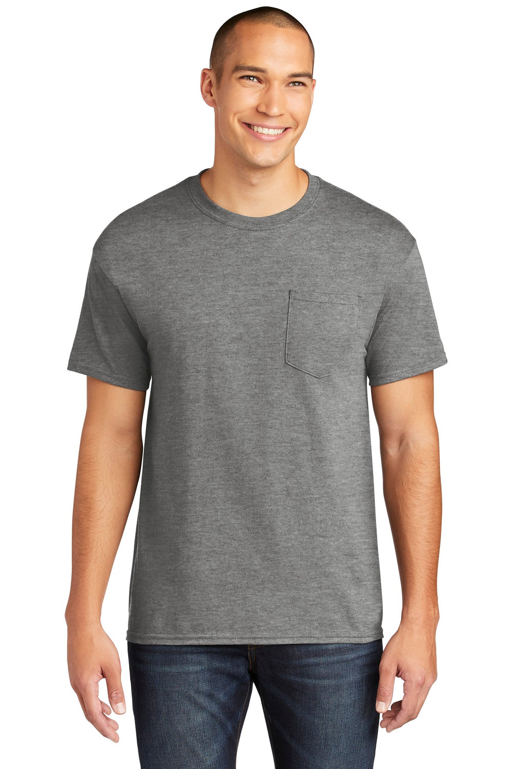 Gildan® Heavy Cotton™ 100% Cotton Pocket T-Shirt - Graphite Heather - S
