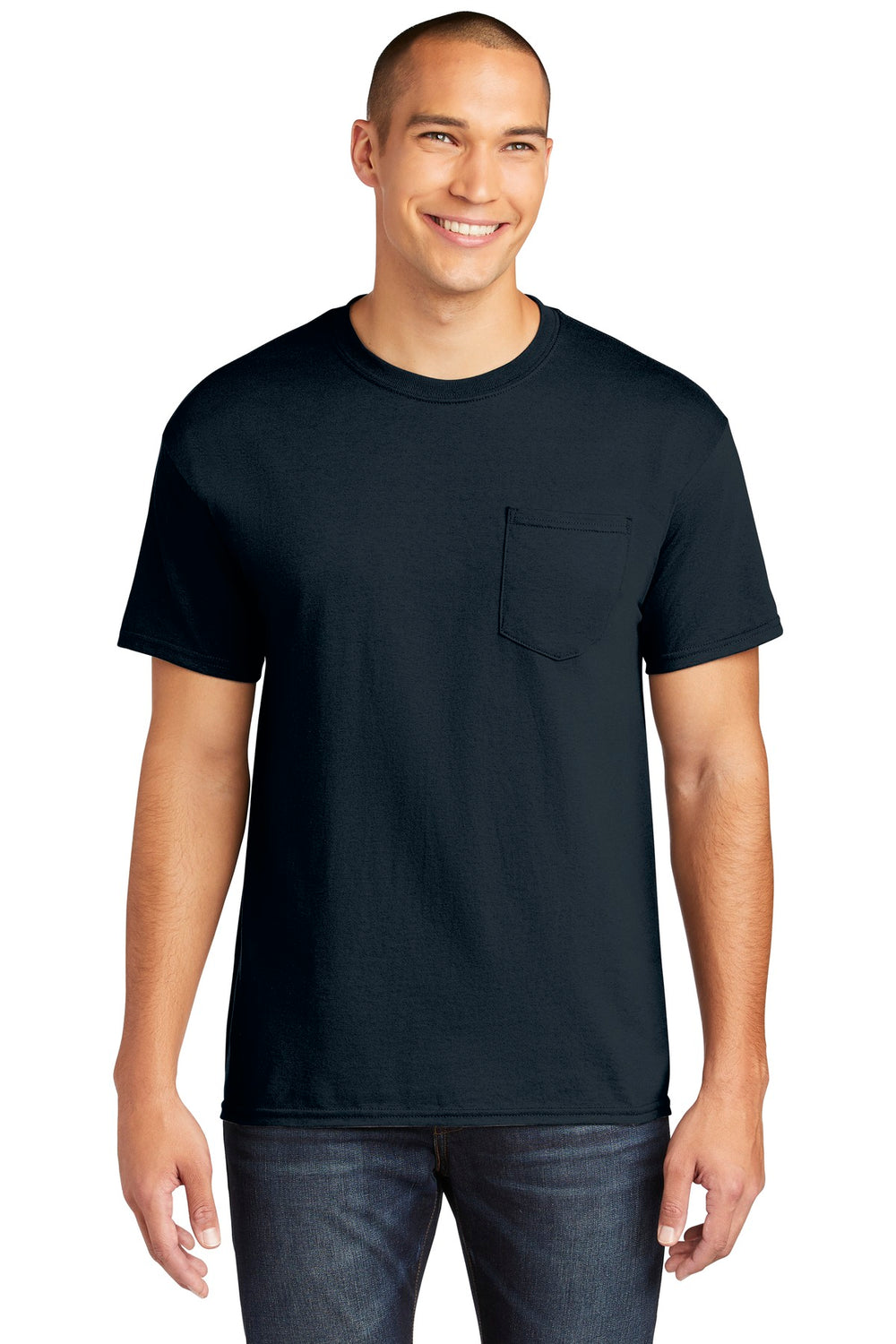 Gildan® Heavy Cotton™ 100% Cotton Pocket T-Shirt - Navy - S