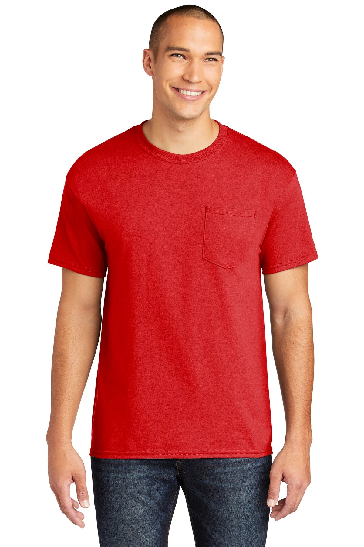 Gildan® Heavy Cotton™ 100% Cotton Pocket T-Shirt - Red - S