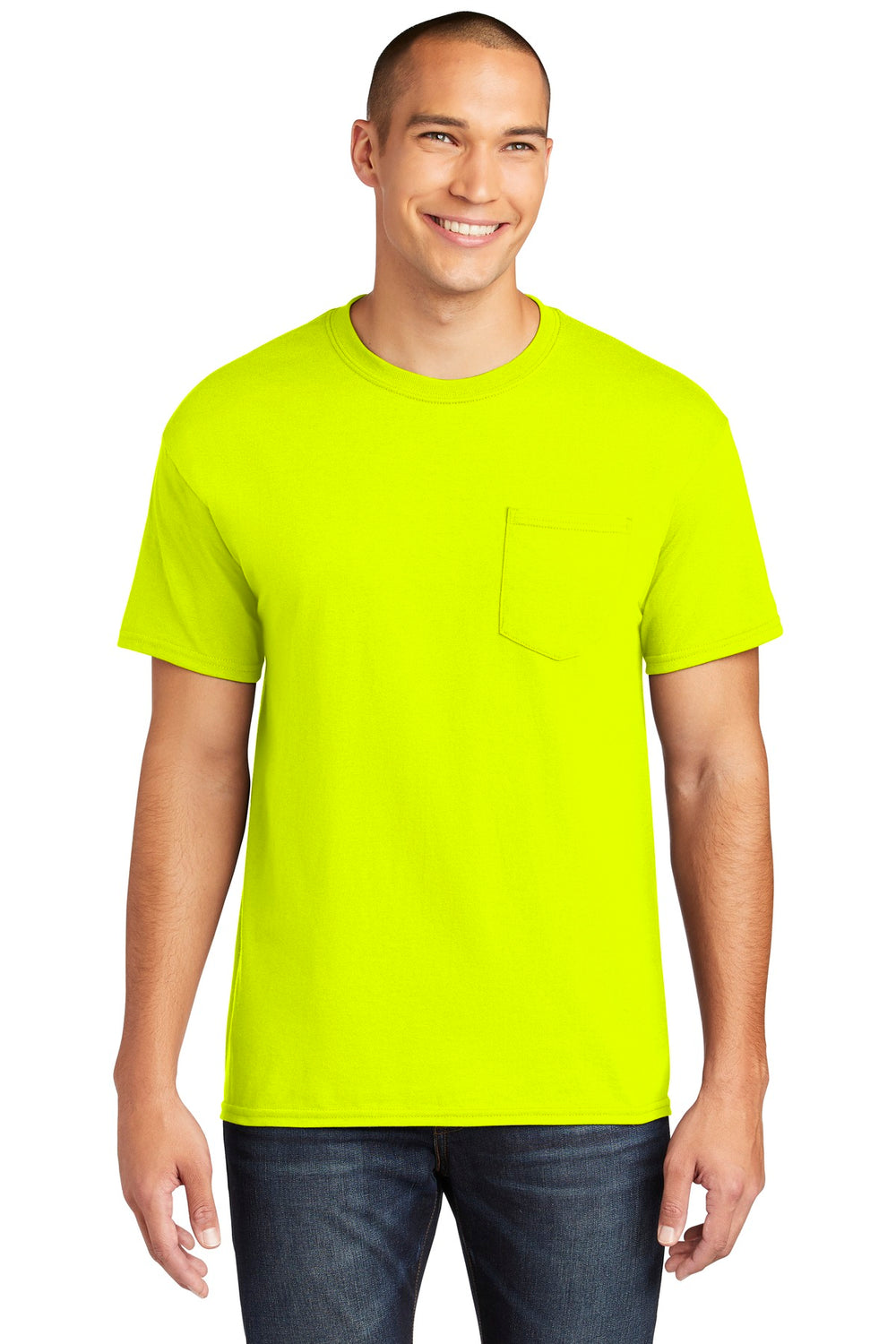 Gildan® Heavy Cotton™ 100% Cotton Pocket T-Shirt - Safety Green - S