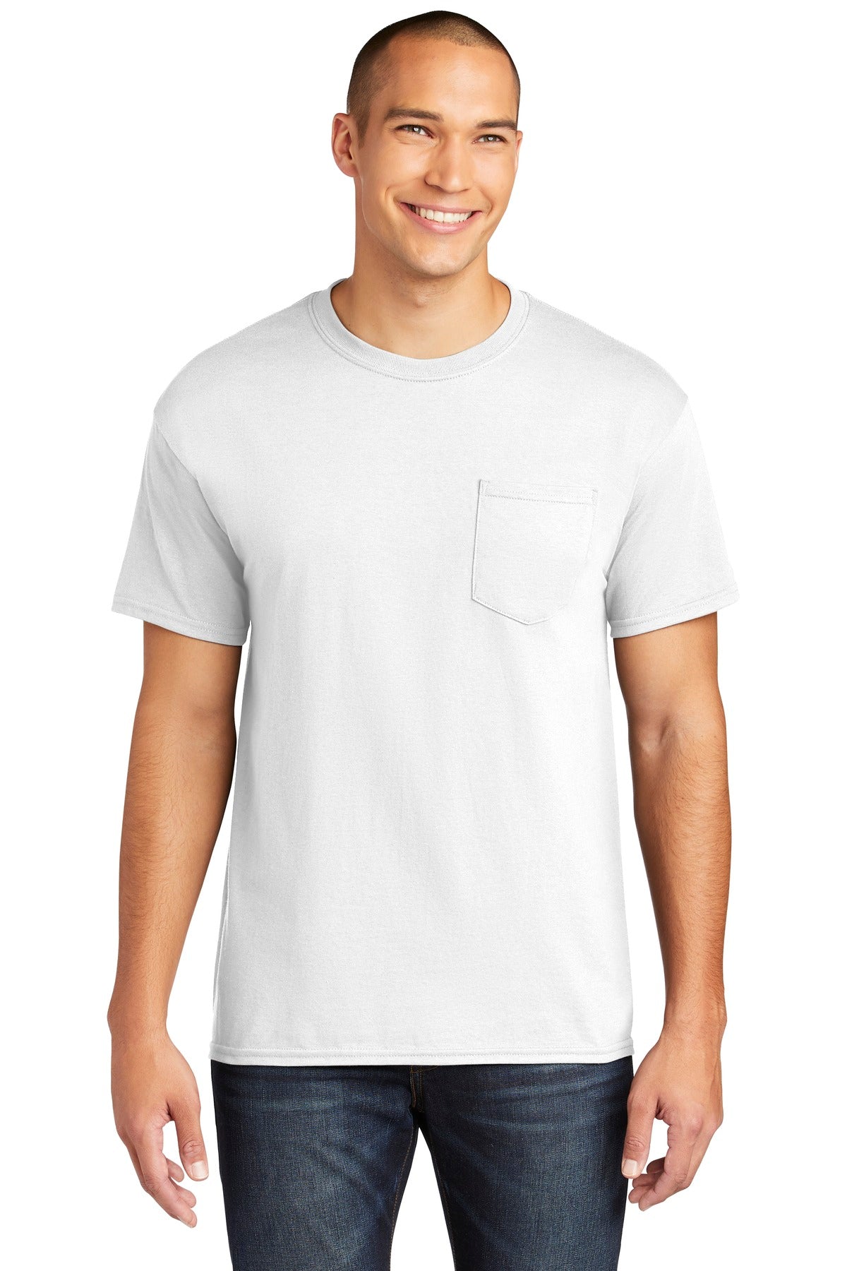 Gildan® Heavy Cotton™ 100% Cotton Pocket T-Shirt - White - S