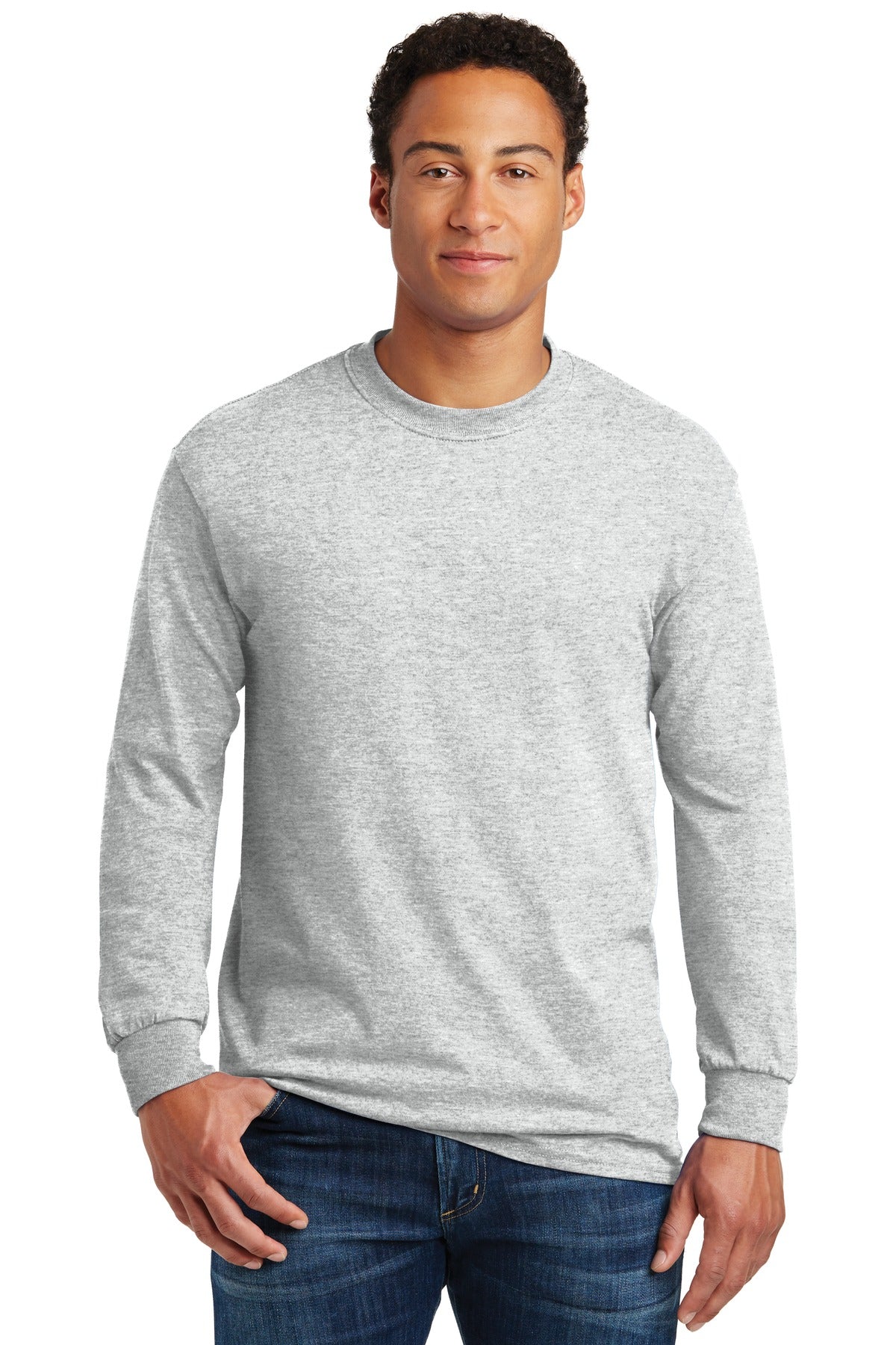 Gildan® Heavy Cotton™ 100% Cotton Long Sleeve T-Shirt - Ash - S