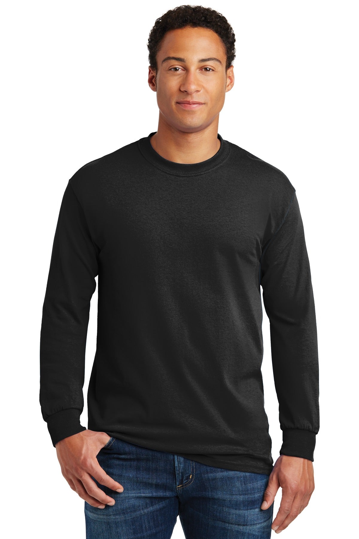 Gildan® Heavy Cotton™ 100% Cotton Long Sleeve T-Shirt - Black - S