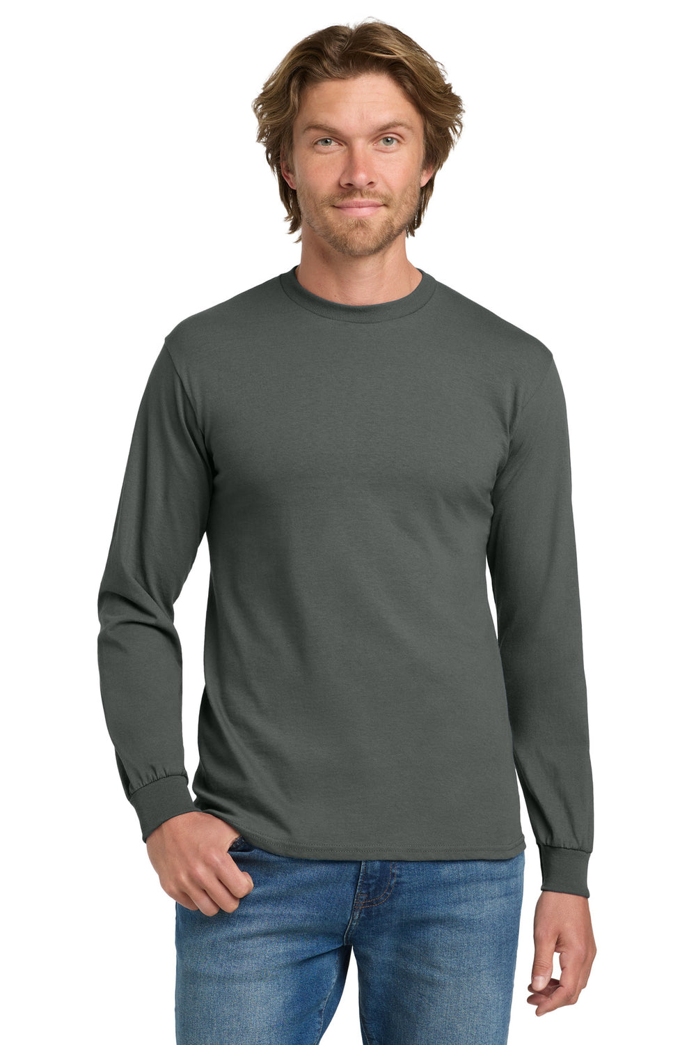 Gildan® Heavy Cotton™ 100% Cotton Long Sleeve T-Shirt - Charcoal - 2XL