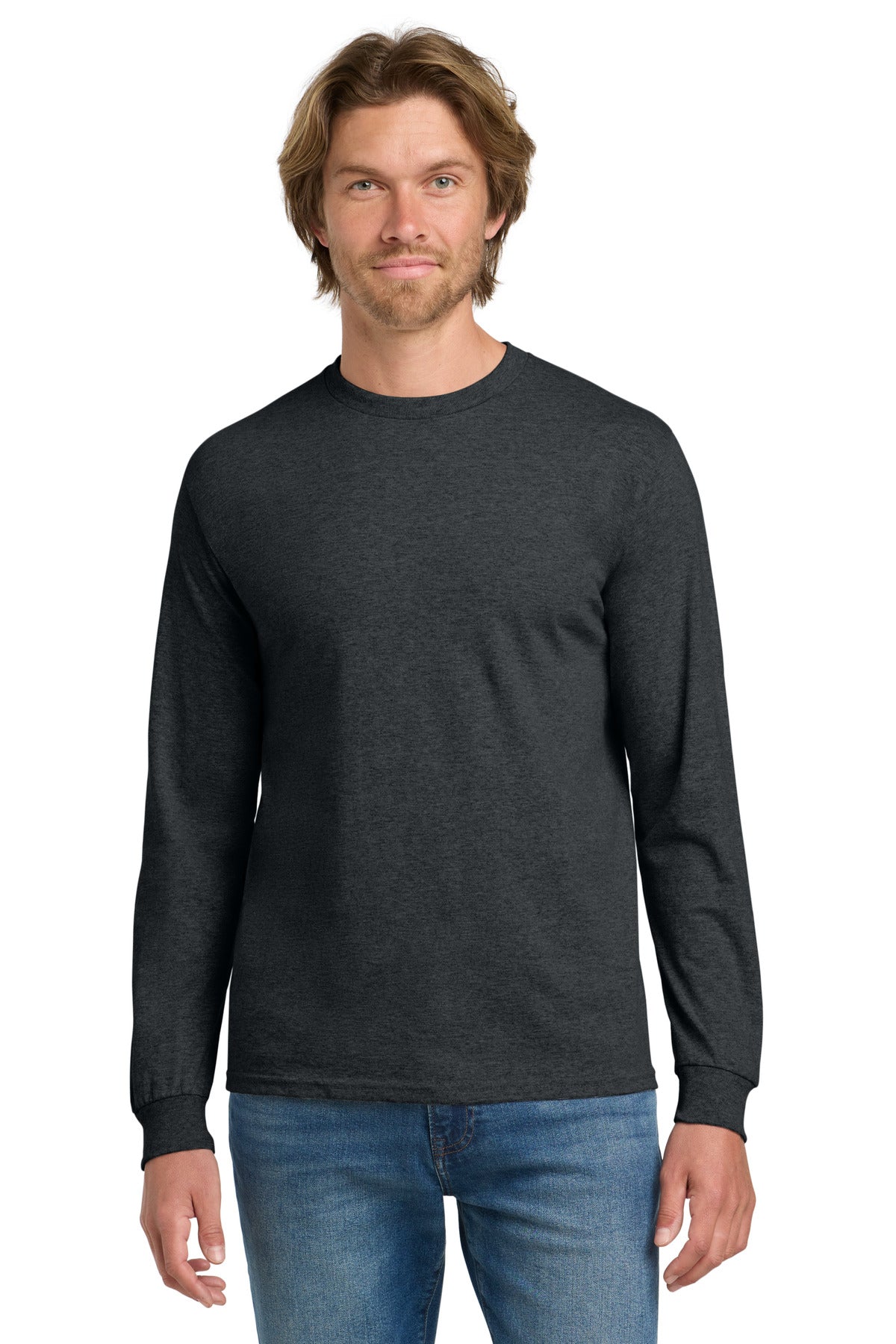 Gildan® Heavy Cotton™ 100% Cotton Long Sleeve T-Shirt - Dark Heather - 2XL