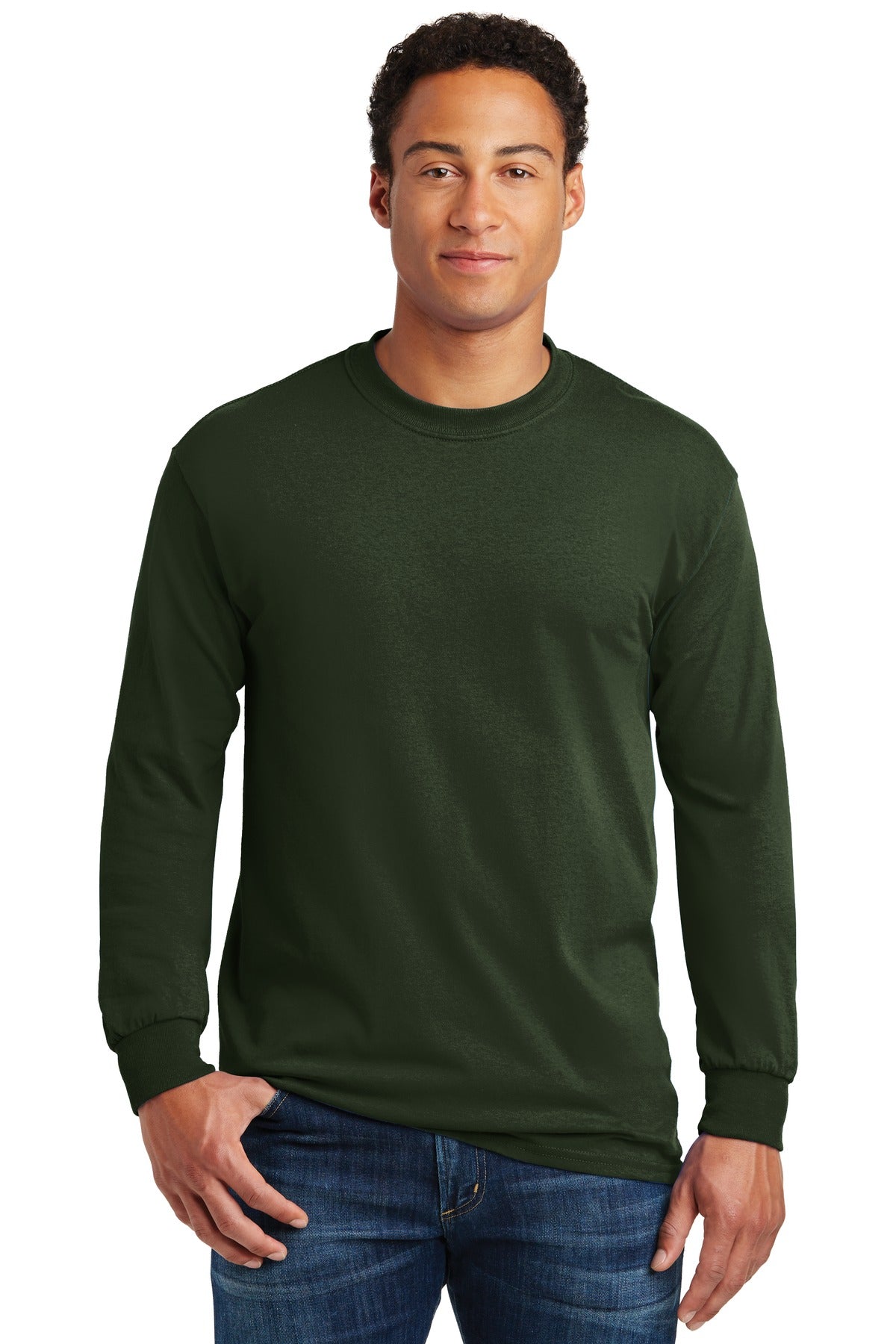 Gildan® Heavy Cotton™ 100% Cotton Long Sleeve T-Shirt - Forest - S