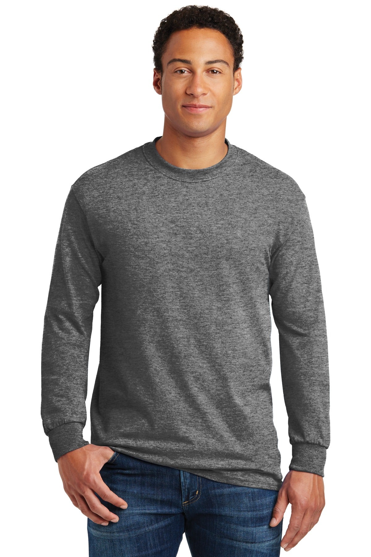 Gildan® Heavy Cotton™ 100% Cotton Long Sleeve T-Shirt - Graphite Heather - S