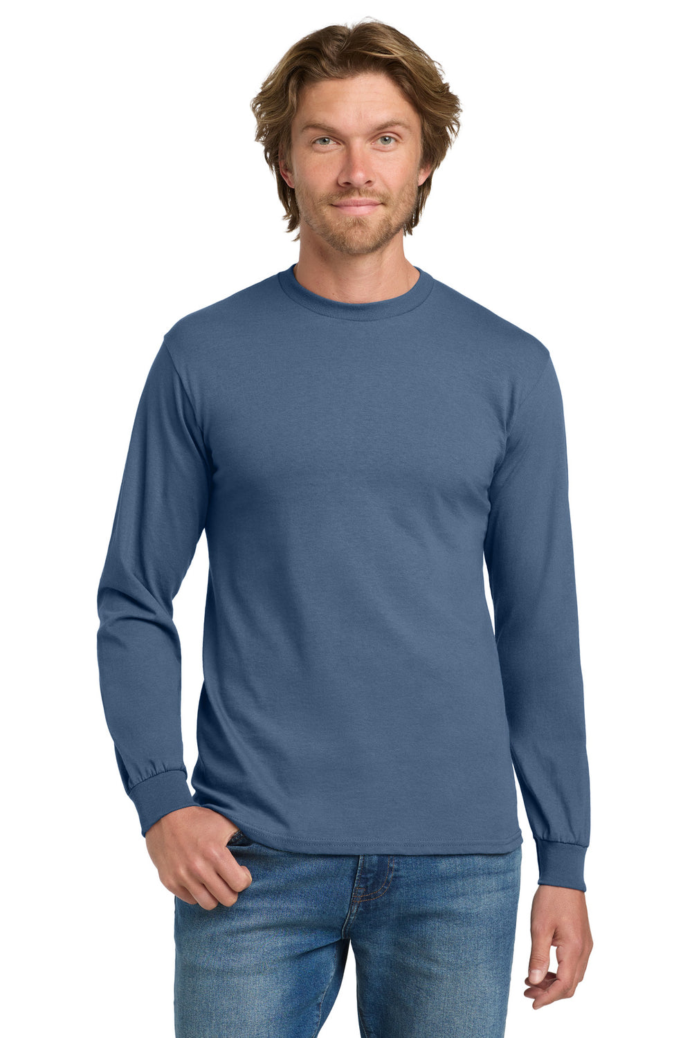Gildan® Heavy Cotton™ 100% Cotton Long Sleeve T-Shirt - Indigo Blue - 2XL