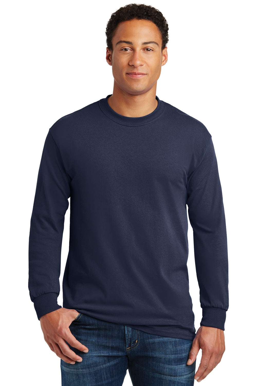 Gildan® Heavy Cotton™ 100% Cotton Long Sleeve T-Shirt - Navy - S
