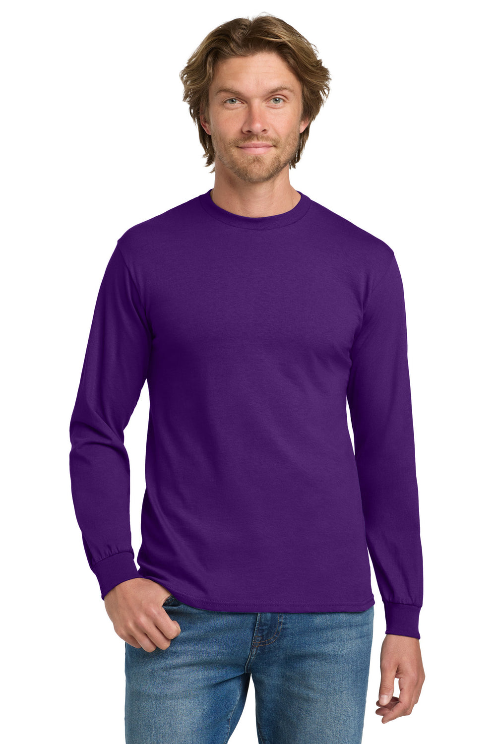 Gildan® Heavy Cotton™ 100% Cotton Long Sleeve T-Shirt - Purple - 2XL