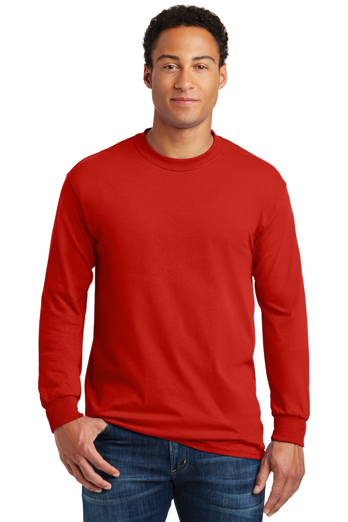 Gildan® Heavy Cotton™ 100% Cotton Long Sleeve T-Shirt - Red - S
