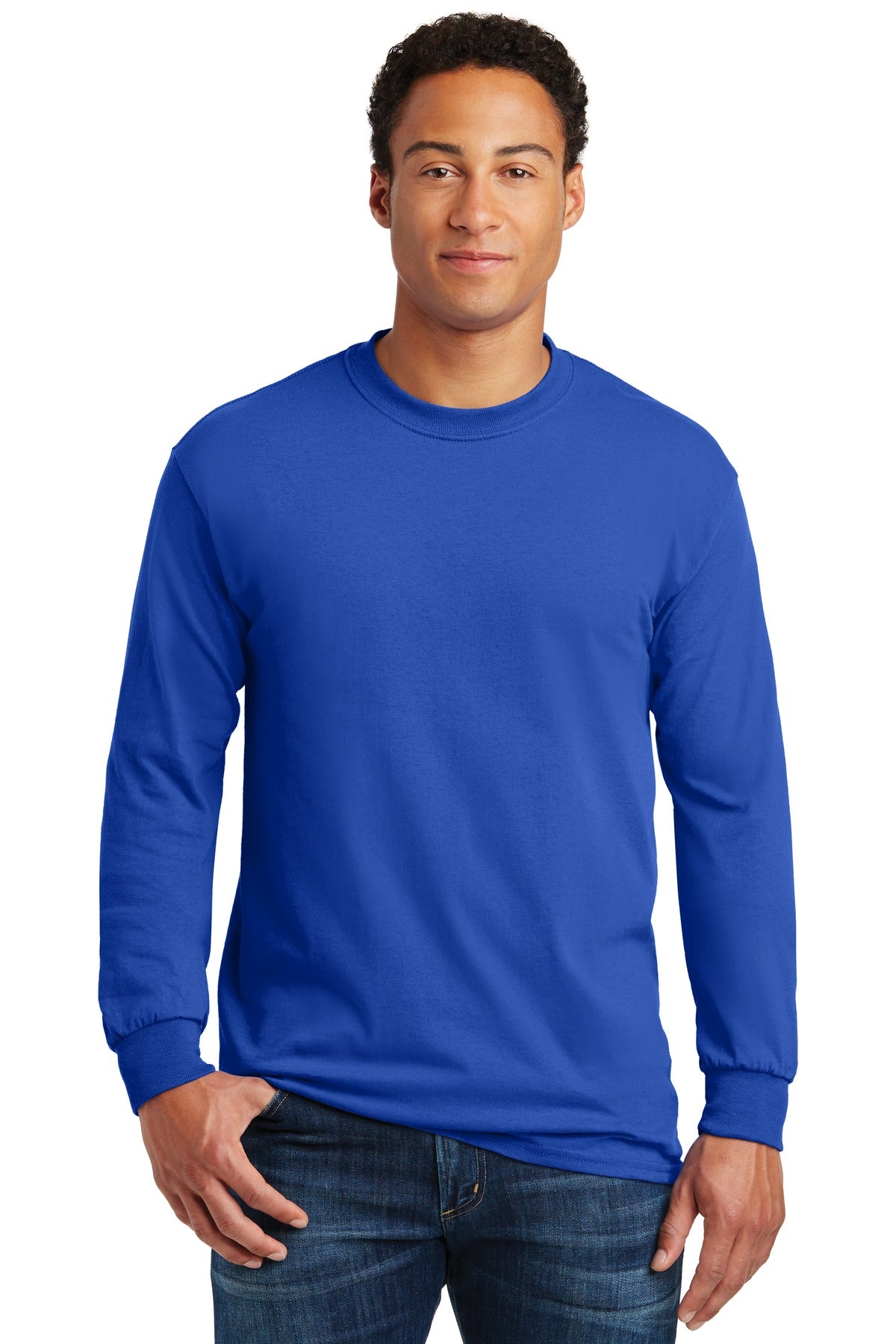 Gildan® Heavy Cotton™ 100% Cotton Long Sleeve T-Shirt - Royal - S