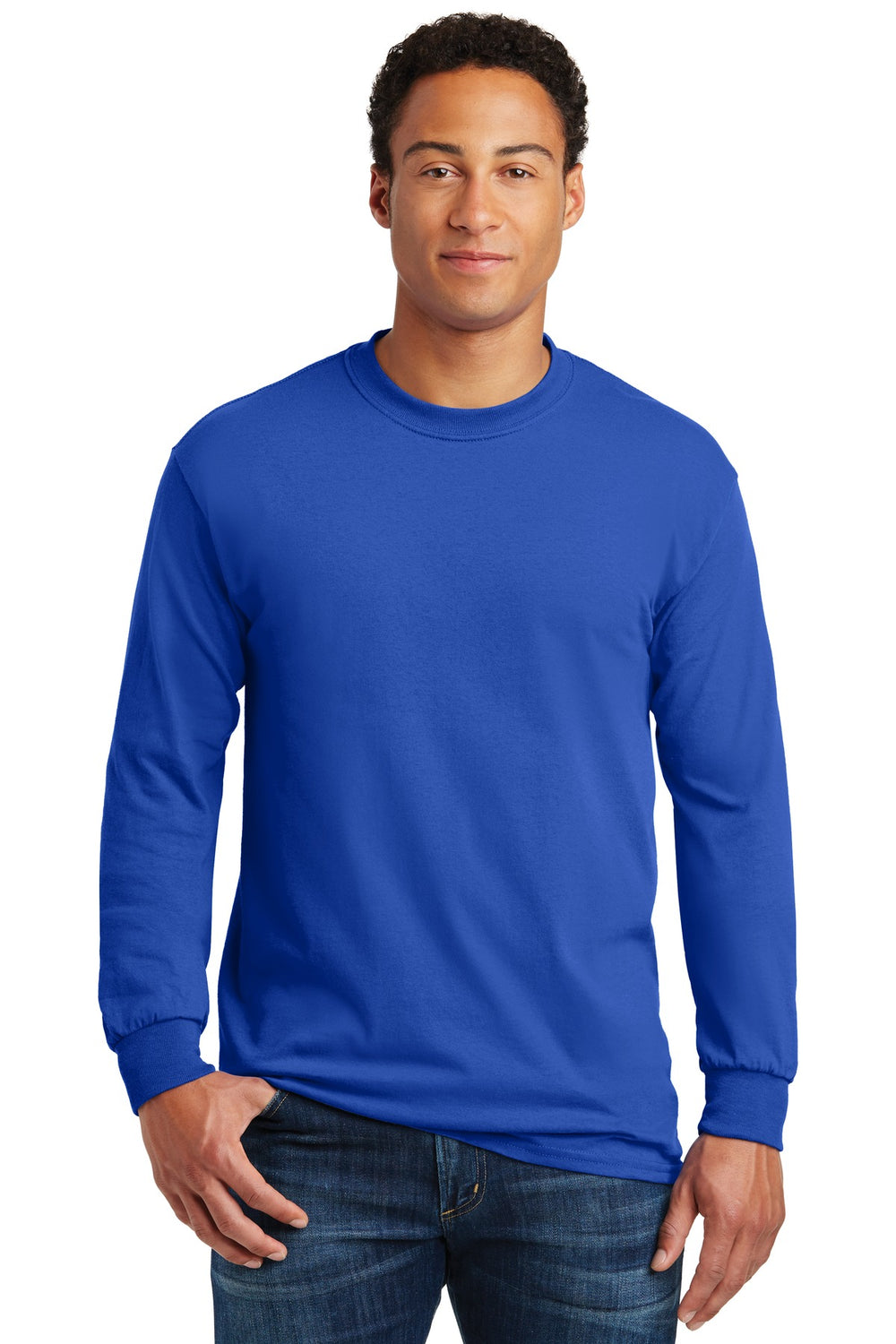 Gildan® Heavy Cotton™ 100% Cotton Long Sleeve T-Shirt - Royal - S