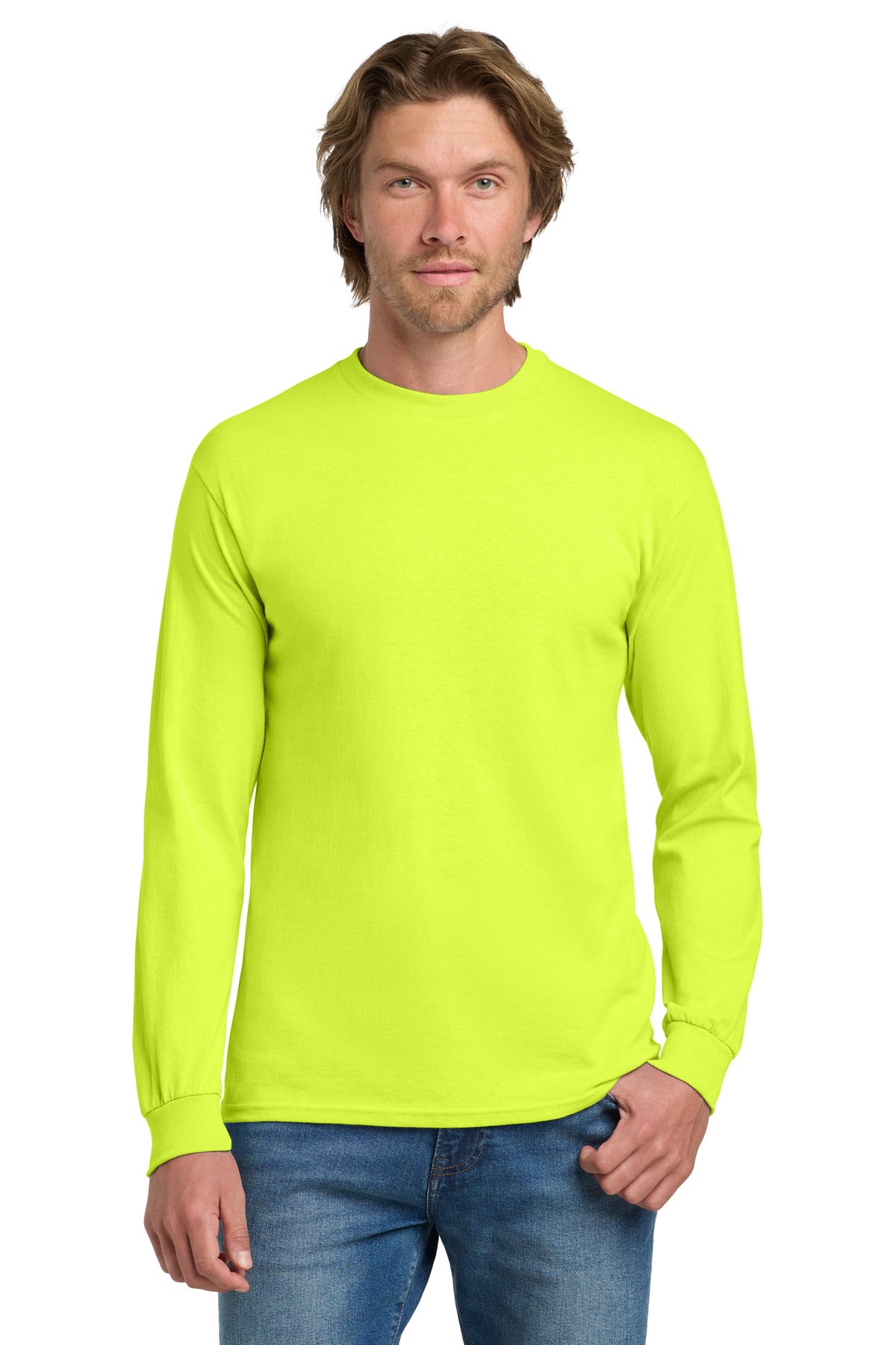 Gildan® Heavy Cotton™ 100% Cotton Long Sleeve T-Shirt - Safety Green - 2XL