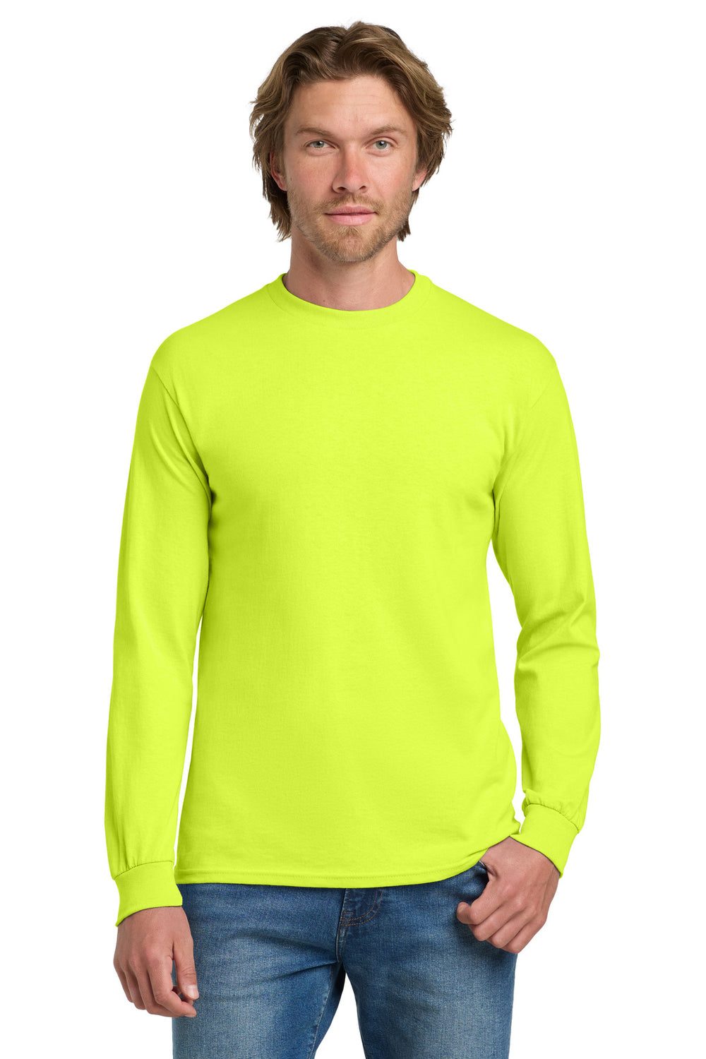 Gildan® Heavy Cotton™ 100% Cotton Long Sleeve T-Shirt - Safety Green - 2XL