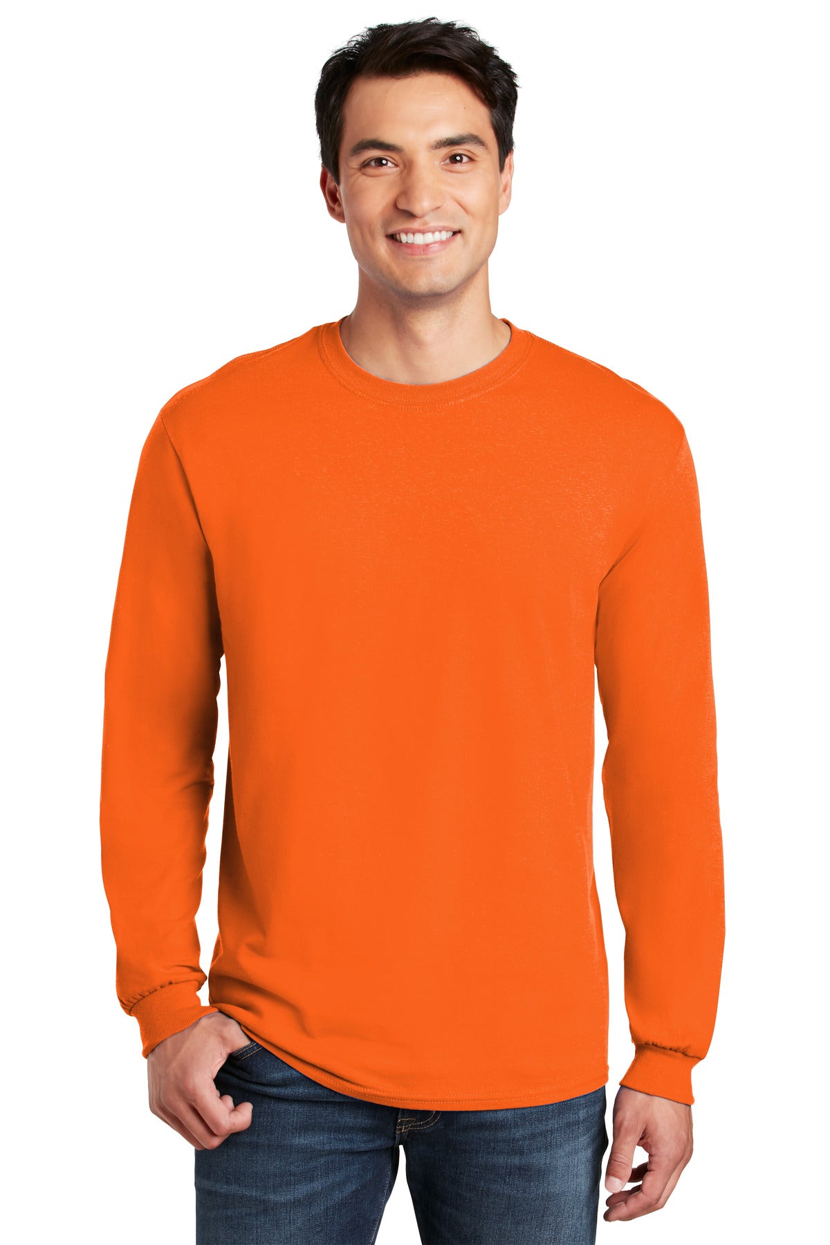 Gildan® Heavy Cotton™ 100% Cotton Long Sleeve T-Shirt - S. Orange - 2XL