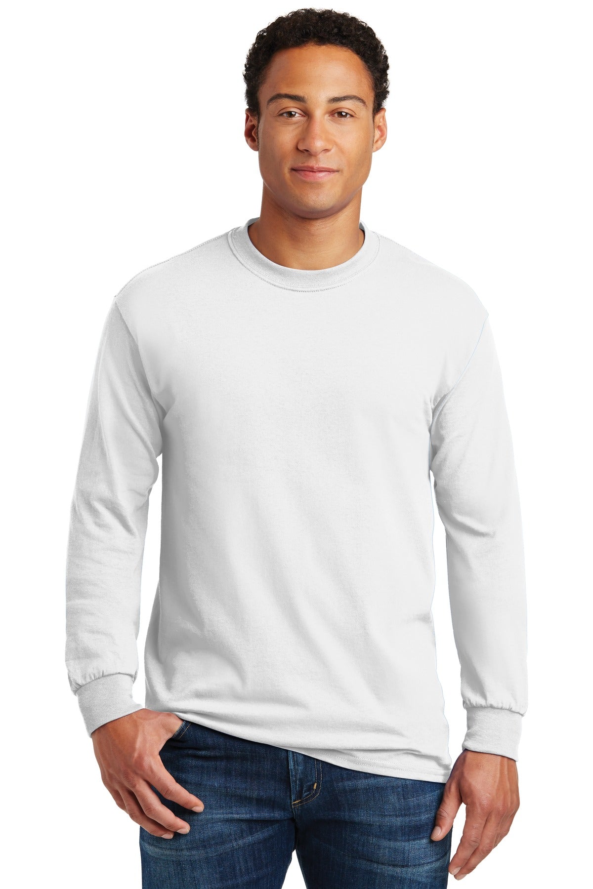 Gildan® Heavy Cotton™ 100% Cotton Long Sleeve T-Shirt - White - S