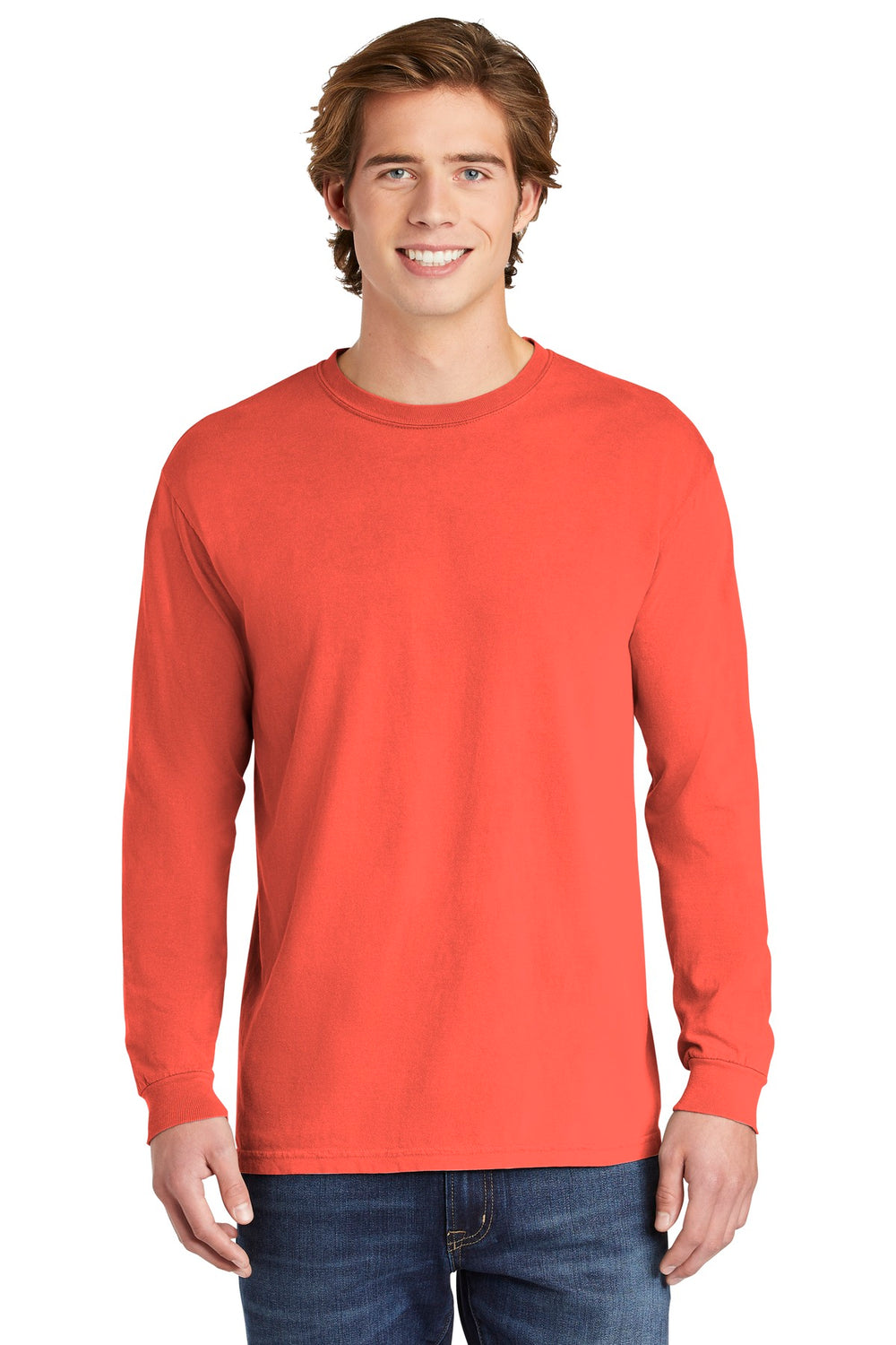 Comfort Colors® Heavyweight Ring Spun Long Sleeve Tee - Bright Salmon - S