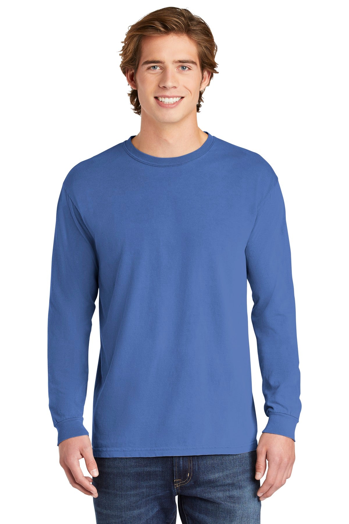 Comfort Colors® Heavyweight Ring Spun Long Sleeve Tee - Flo Blue - S