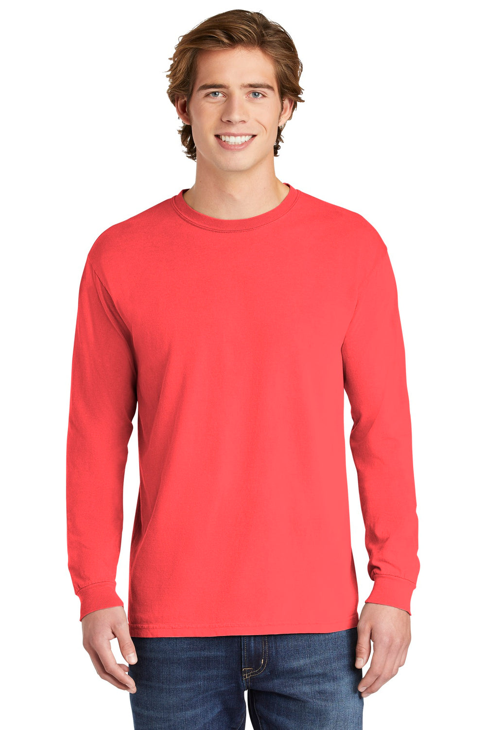 Comfort Colors® Heavyweight Ring Spun Long Sleeve Tee - Neon Red Orange - S