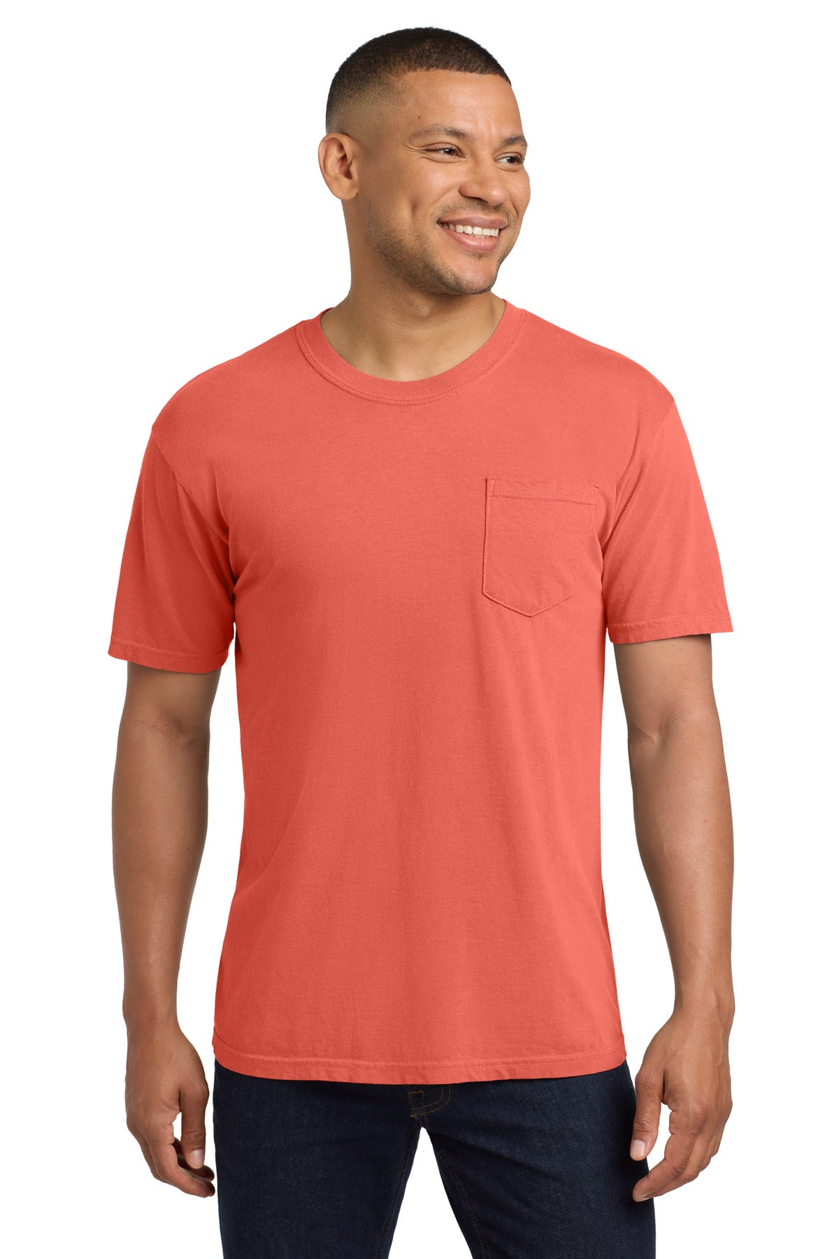 Comfort Colors® Heavyweight Ring Spun Pocket Tee - Bright Salmon - S