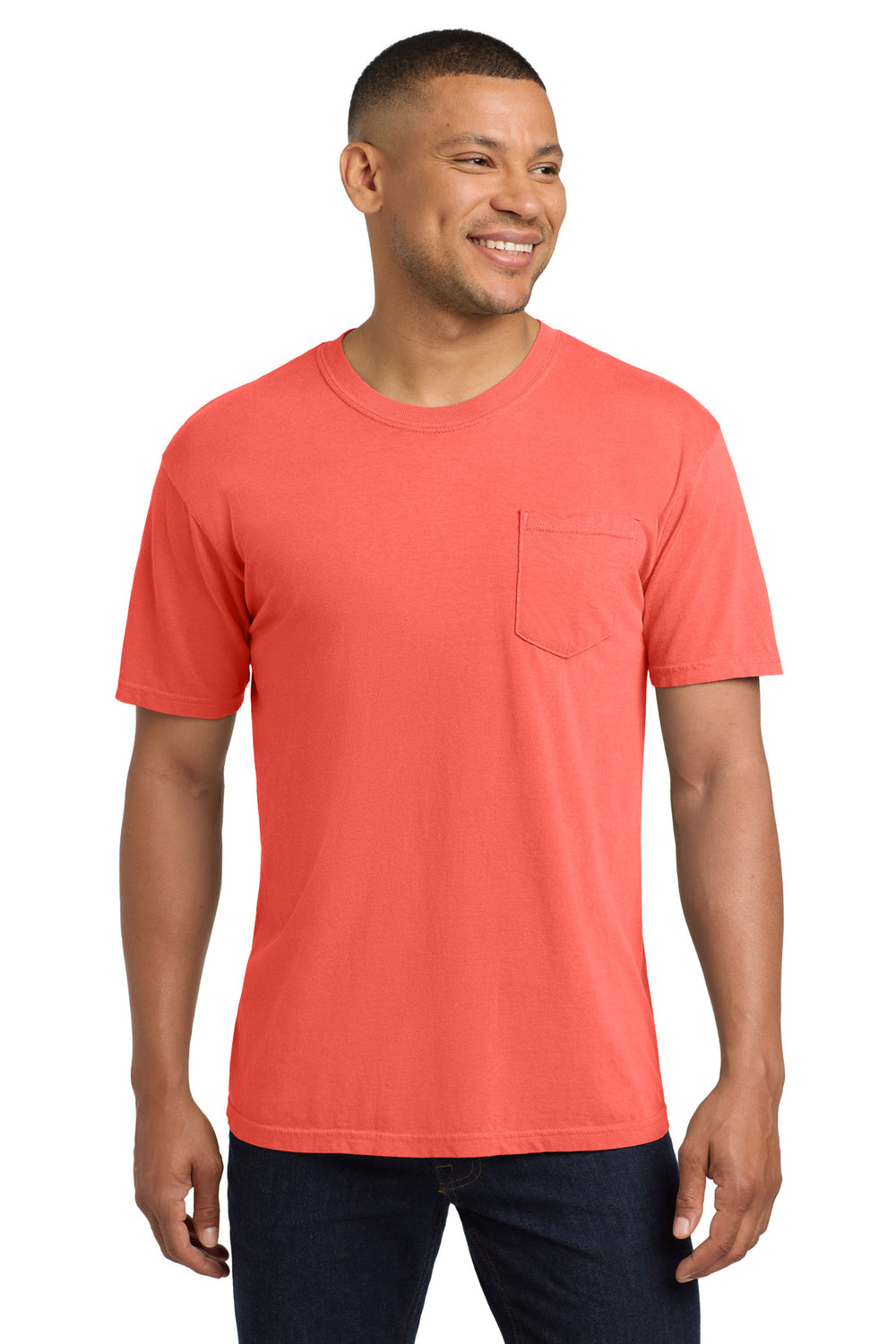 Comfort Colors® Heavyweight Ring Spun Pocket Tee - Neon Red Orange - 2XL