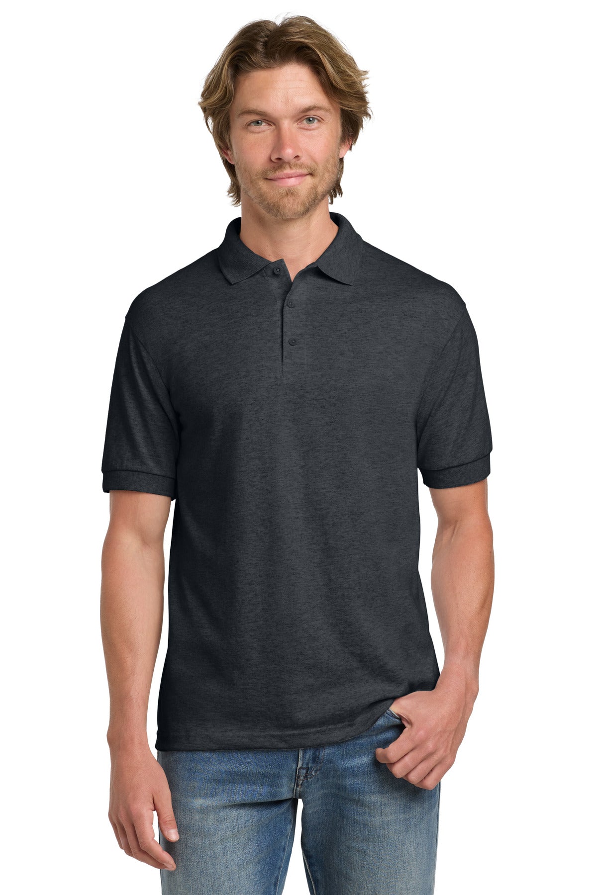 Gildan® DryBlend® 6-Ounce Jersey Knit Sport Shirt - Dark Heather - 2XL