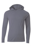 A4 Cooling Performance Long Sleeve Hooded Tee - Graphite - S