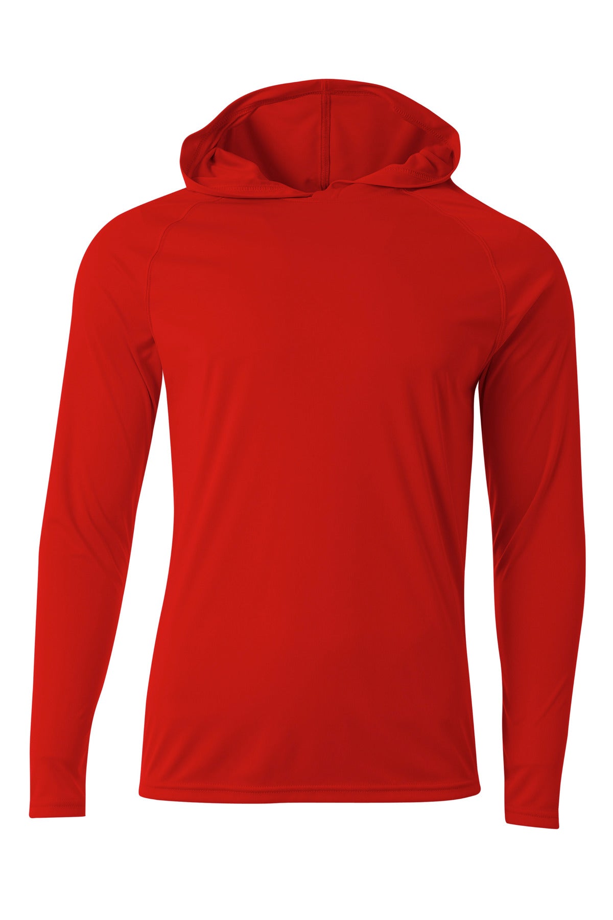 A4 Cooling Performance Long Sleeve Hooded Tee - Scarlet - S