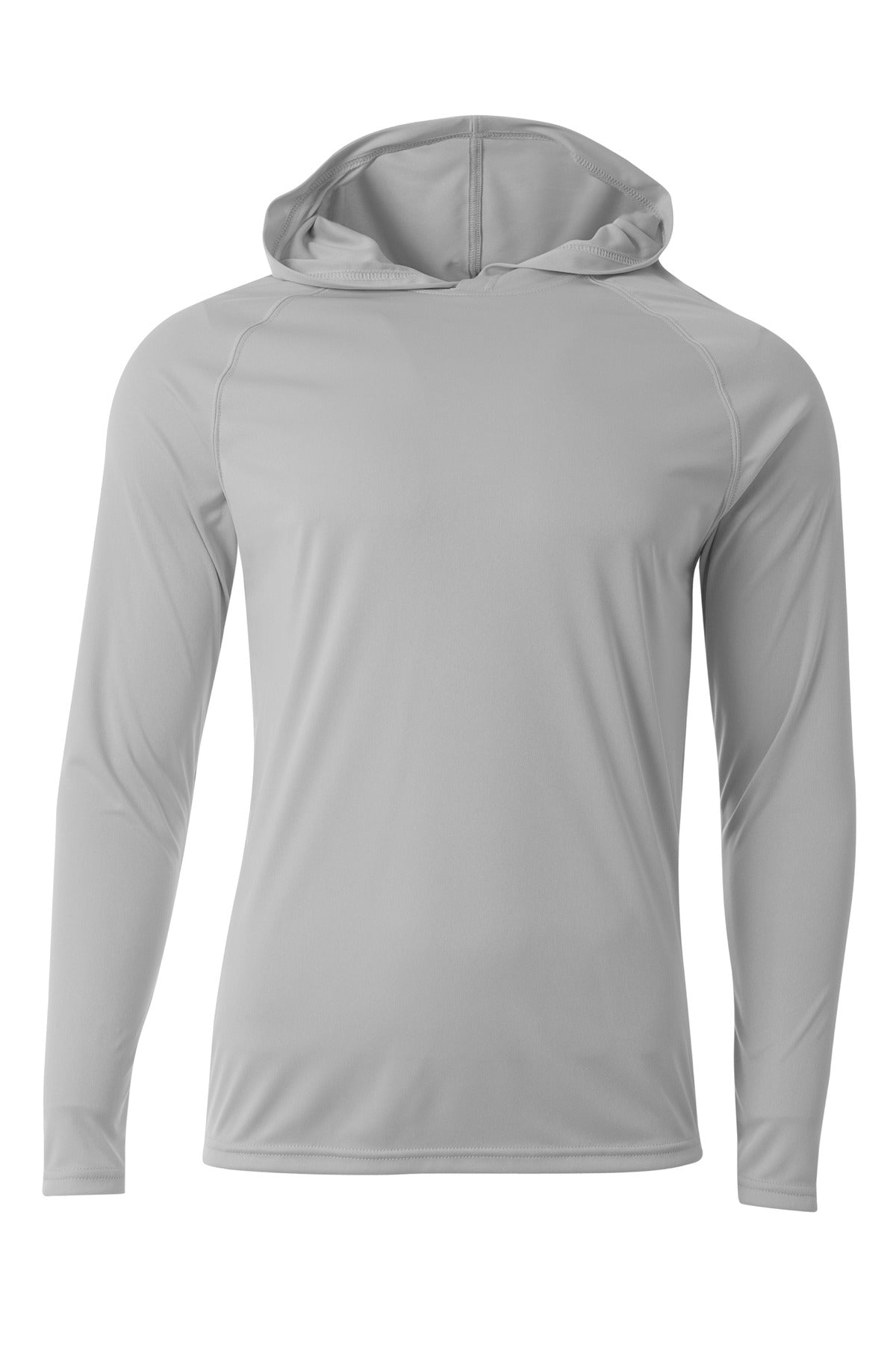 A4 Cooling Performance Long Sleeve Hooded Tee - Silver - S