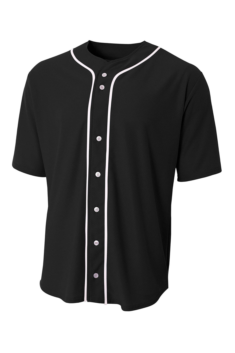 A4 Short Sleeve Full-Button Baseball Top - Black - S