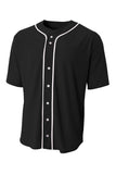 A4 Short Sleeve Full-Button Baseball Top - Black - S