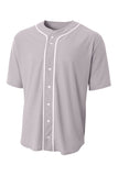 A4 Short Sleeve Full-Button Baseball Top - Grey - S