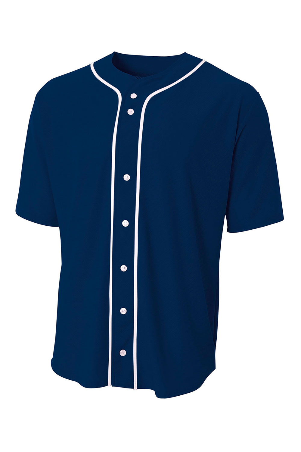 A4 Short Sleeve Full-Button Baseball Top - Navy - S