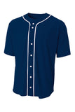 A4 Short Sleeve Full-Button Baseball Top - Navy - S