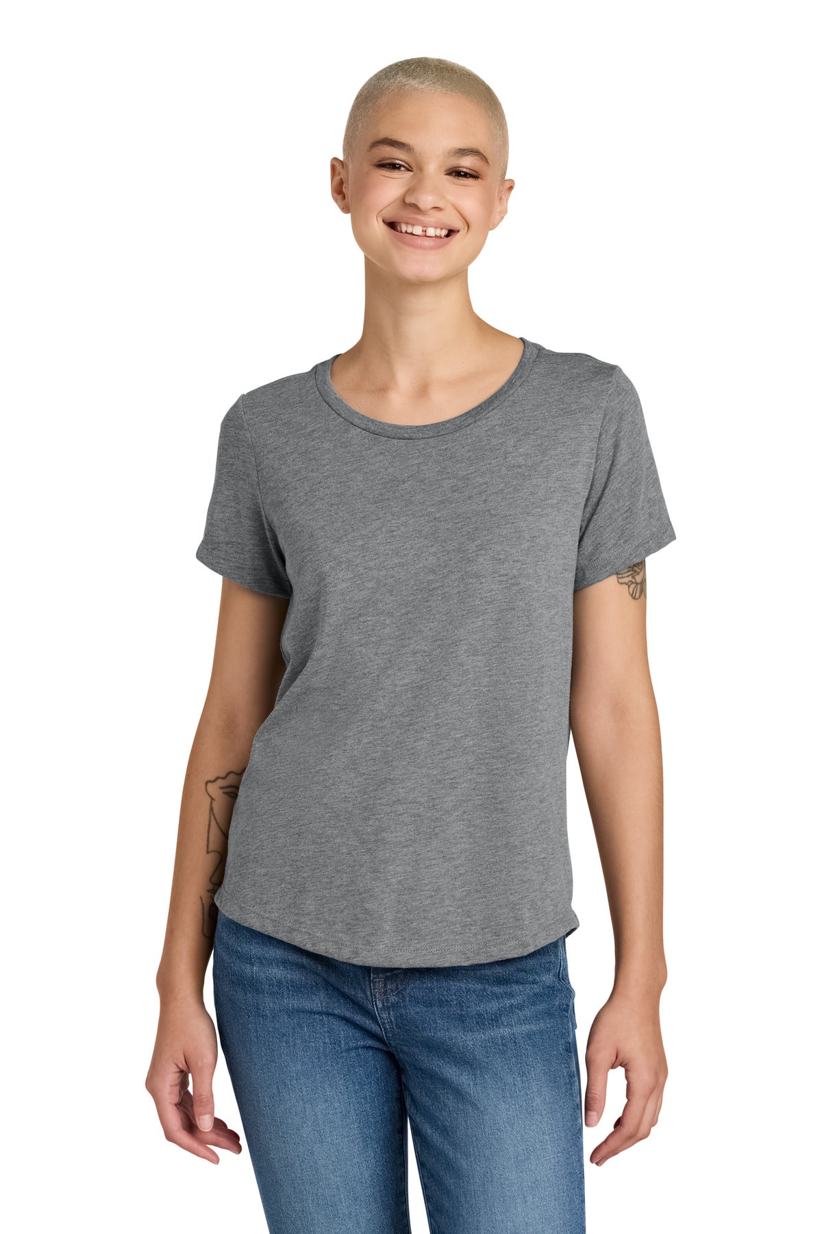 Allmade® Women’s Relaxed Tri-Blend Scoop Neck Tee - Aluminum Grey - XS