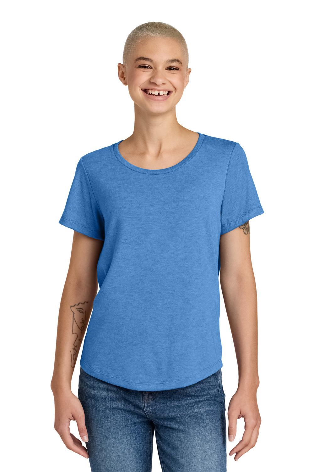 Allmade® Women’s Relaxed Tri-Blend Scoop Neck Tee - Azure Blue - 2XL