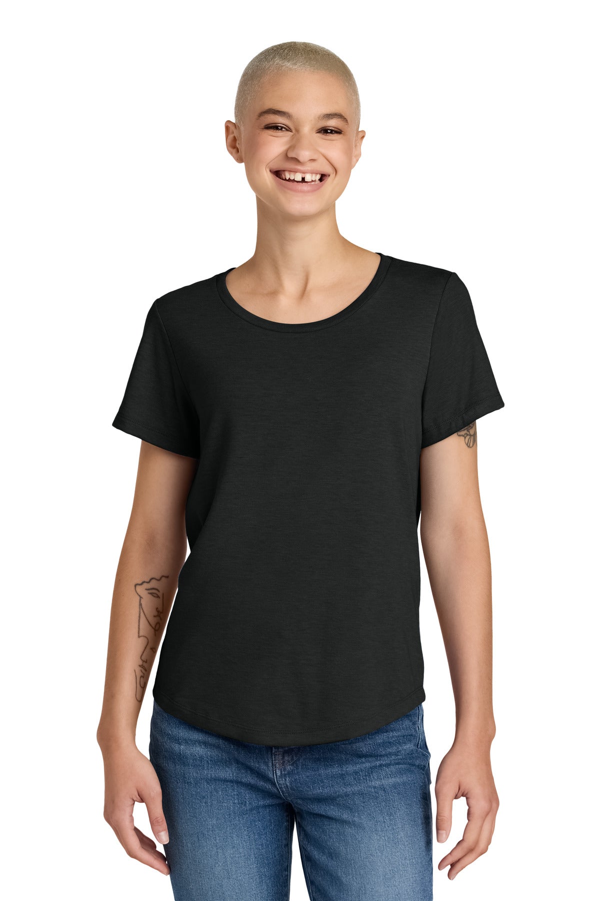 Allmade® Women’s Relaxed Tri-Blend Scoop Neck Tee - Deep Black - 2XL