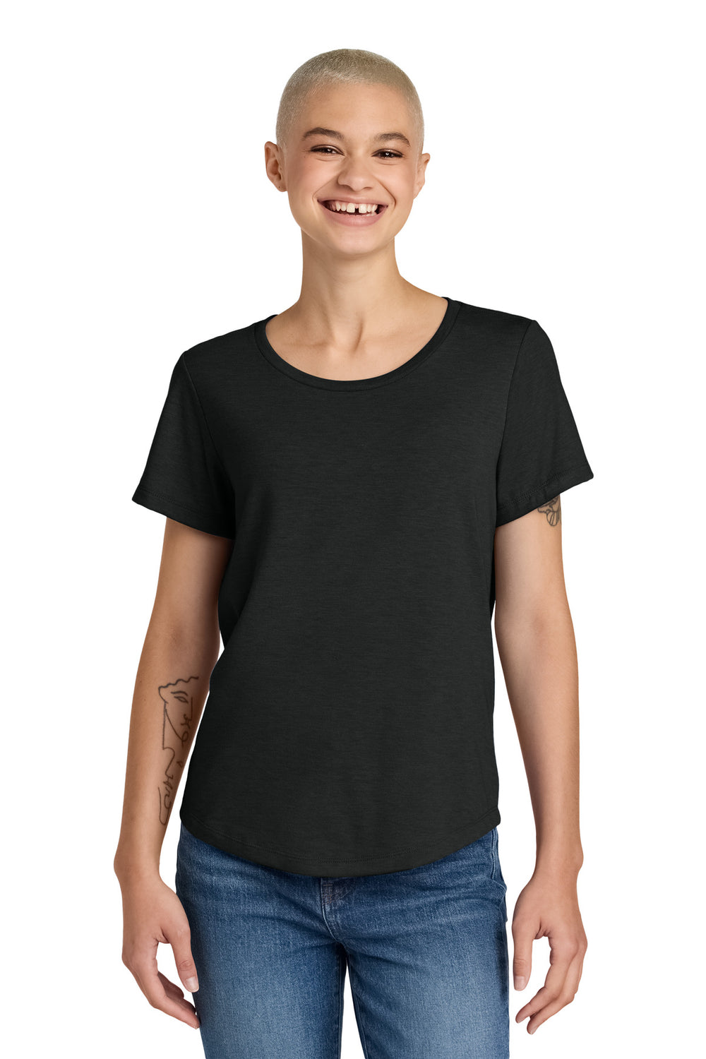 Allmade® Women’s Relaxed Tri-Blend Scoop Neck Tee - Deep Black - 2XL