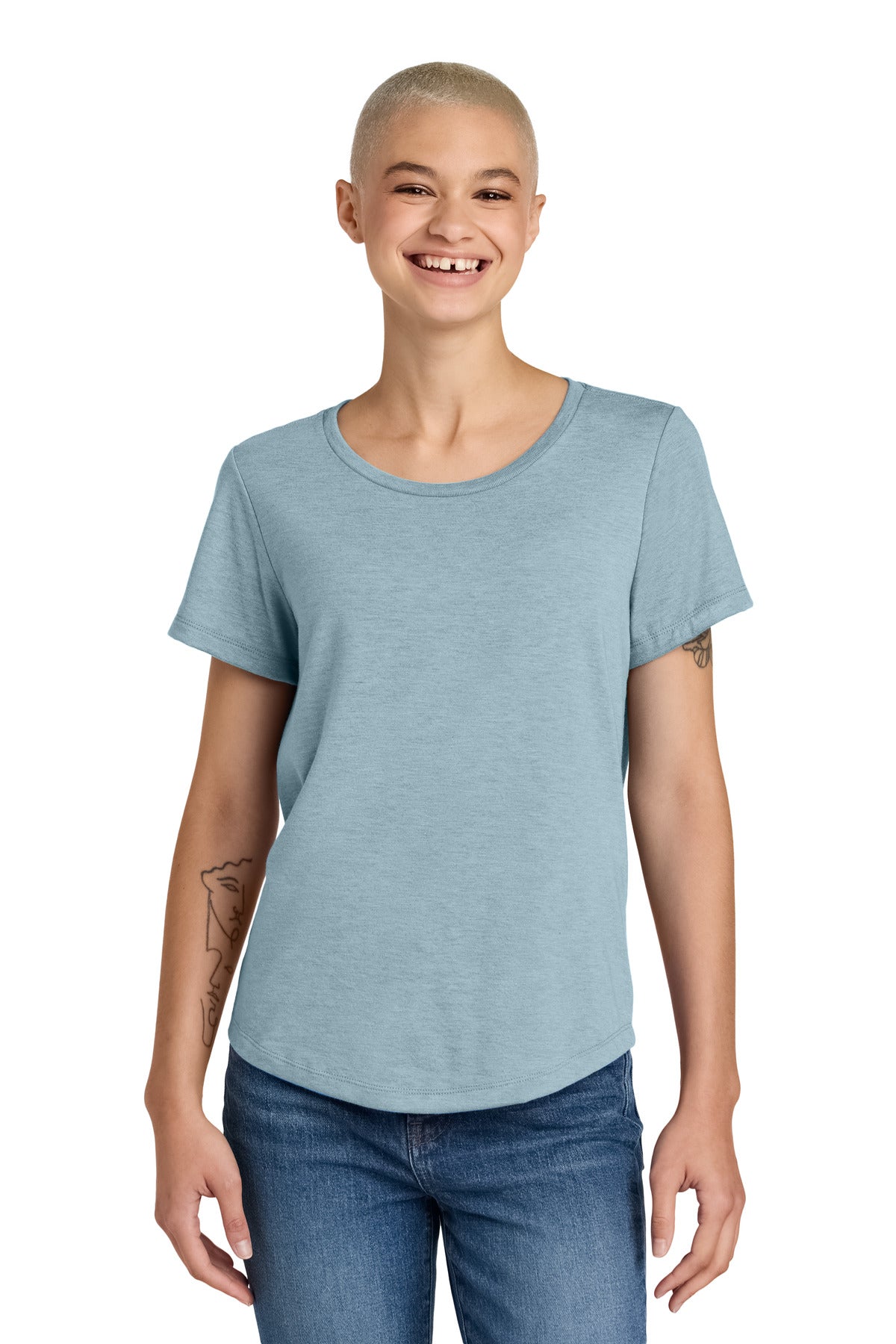 Allmade® Women’s Relaxed Tri-Blend Scoop Neck Tee - I Like You Blue - XS