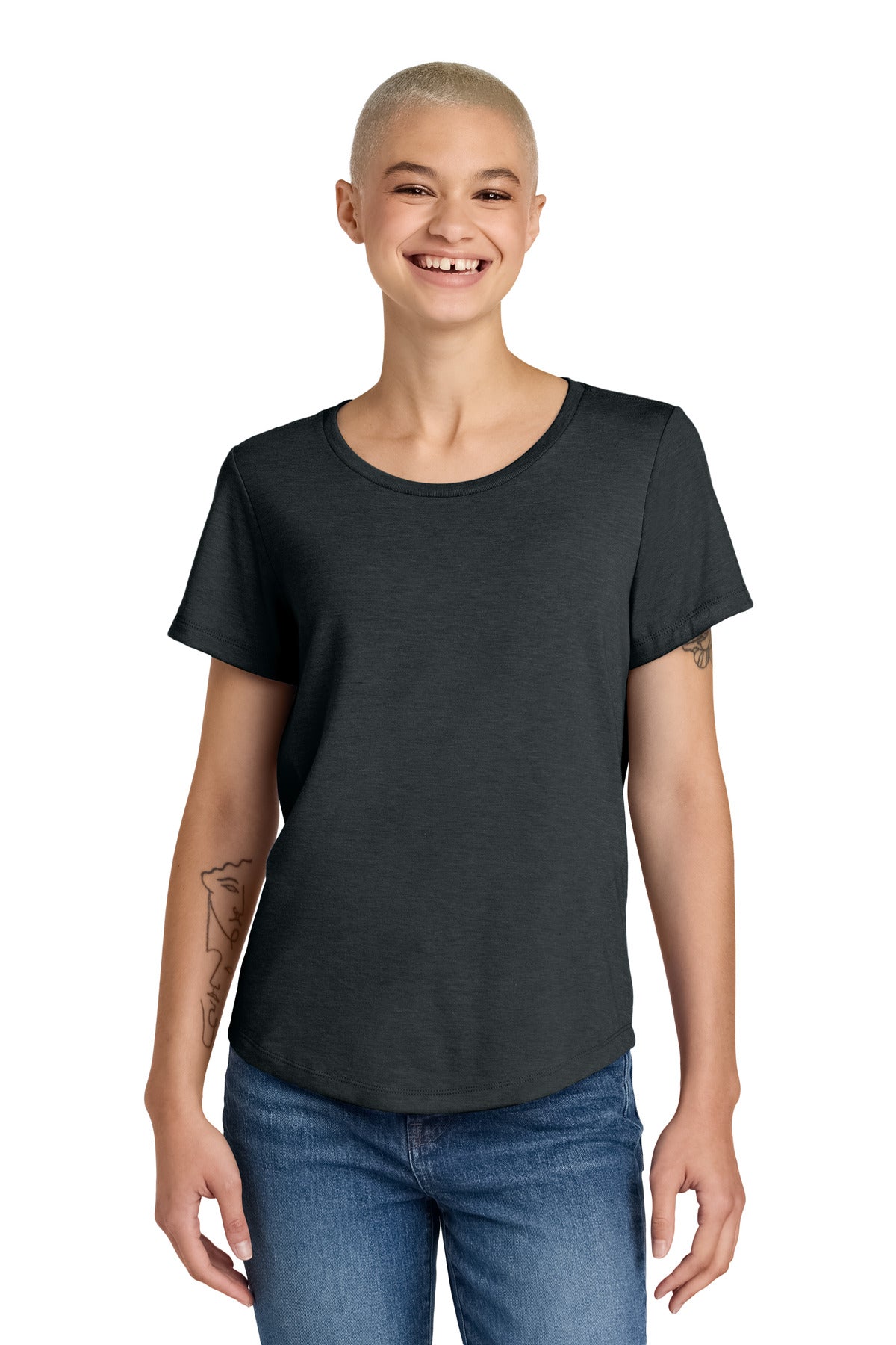 Allmade® Women’s Relaxed Tri-Blend Scoop Neck Tee - Space Black - XS