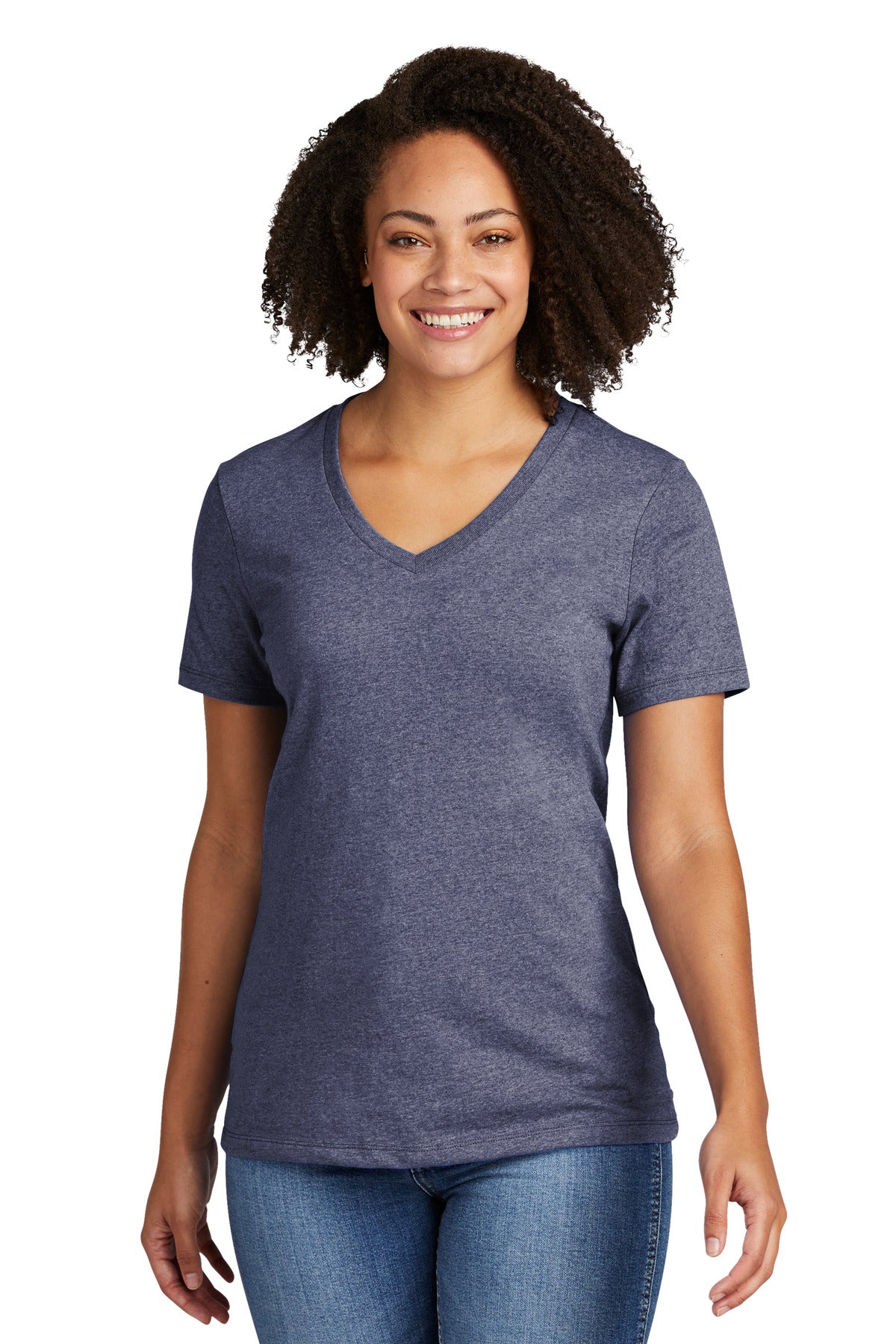 Allmade® Women’s Recycled Blend V-Neck Tee - Salvaged Navy Heather - XS