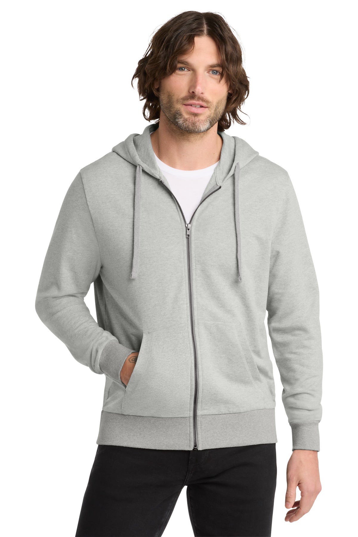 Allmade® Unisex Organic French Terry Full-Zip Hoodie - Granite Grey Heather - XS