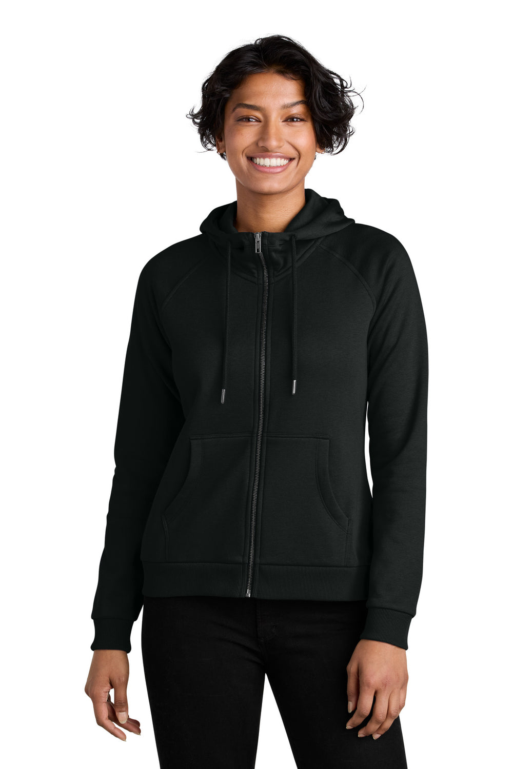 Allmade® Women’s Organic CVC Fleece Full-Zip Hoodie - Deep Black - XS