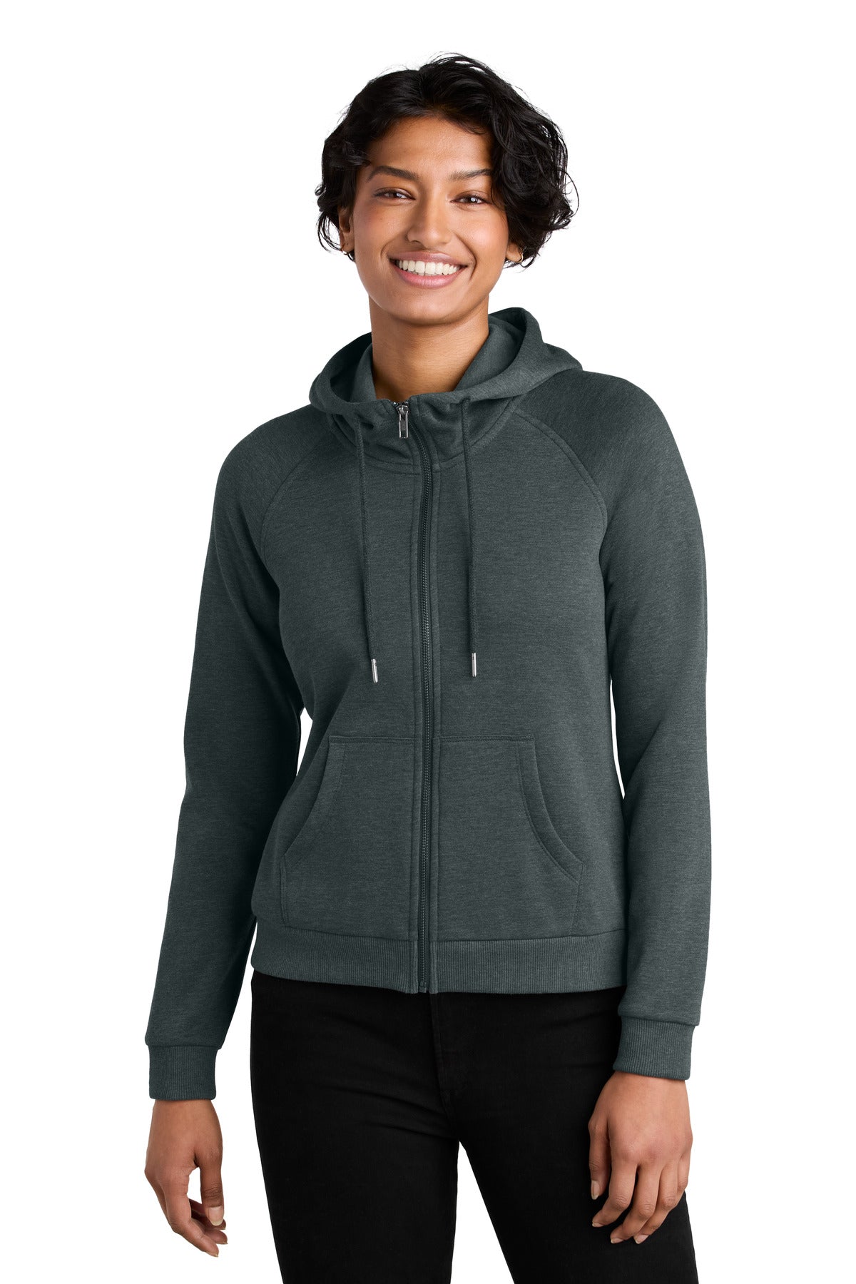 Allmade® Women’s Organic CVC Fleece Full-Zip Hoodie - Terrain Grey Heather - XS