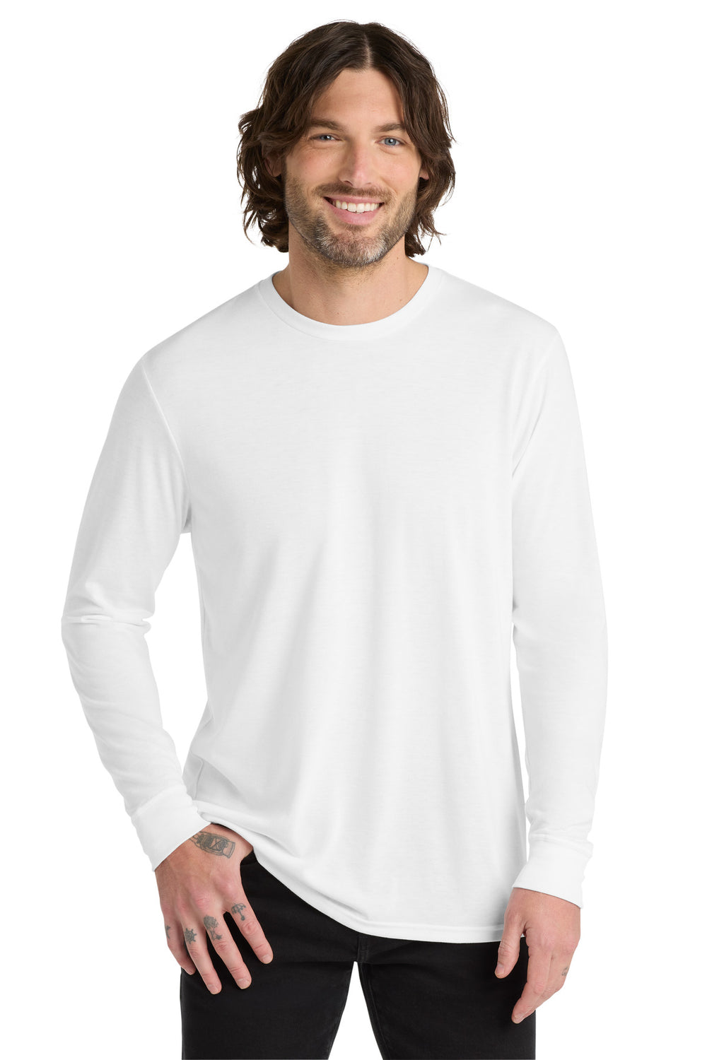 Allmade® Unisex Tri-Blend Long Sleeve Tee - Bright White - 2XL