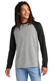 Allmade® Unisex Tri-Blend Long Sleeve Colorblock Raglan - Deep Black/ Aluminum Grey - XS