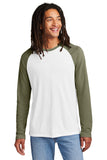 Allmade® Unisex Tri-Blend Long Sleeve Colorblock Raglan - Olive You Green/ Bright White - XS